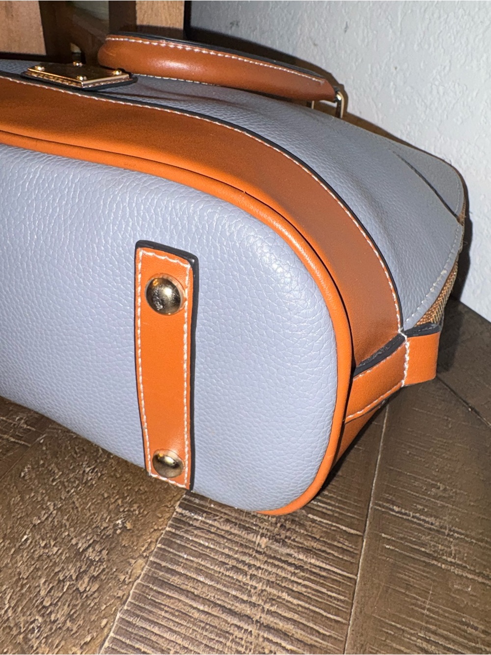 Dooney & Bourke Gray and Tan Pebbled Leather Dome Satchel - Picture 6 of 11